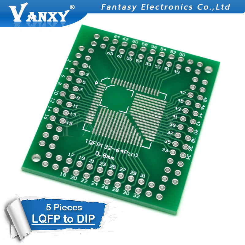 Default Title - 5PCS FQFP TQFP 32 44 64 80 100 LQFP to DIP Transfer Board DIP Pin Board Pitch Adapter