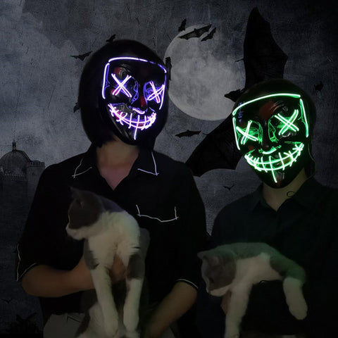 [variant_title] - Led Mask Halloween Party Masque Masquerade Masks Neon Maske Light Glow In The Dark Mascara Horror Maska Glowing Masker Purge