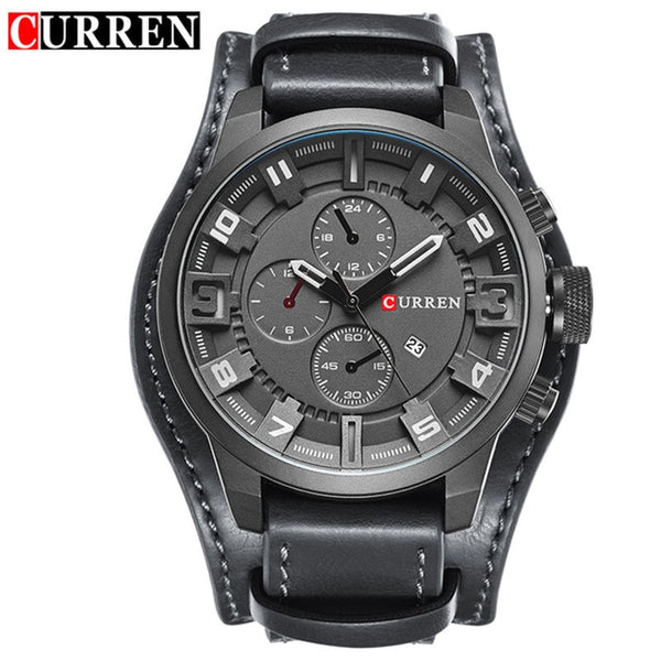 black gray - Curren 8225 Army Military Quartz Mens Watches Top Brand Luxury Leather Men Watch Casual Sport Male Clock Watch Relogio Masculino
