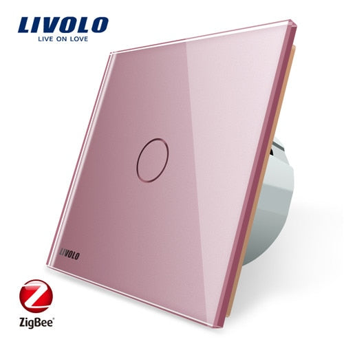 Pink - Livolo EU Standard Zigbee Smart Home Wall Touch Switch, Touch WiFi APP Control, google home control , Alexa, echo control