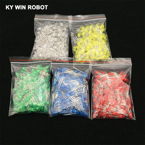 [variant_title] - 100pcs 5mm LED Diode 5 mm Assorted Kit  White Green Red Blue Yellow DIY Light Emitting Diode
