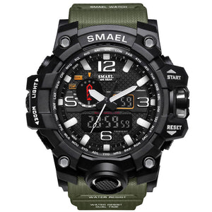 Army Green - Men Military Watch 50m Waterproof Wristwatch LED Quartz Clock Sport Watch Male relogios masculino 1545 Sport Watch Men S Shock
