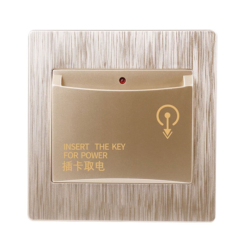 Champagne gold - 86X86mm high-end hotel smart card power switch 220V / 40A insert key for power supply