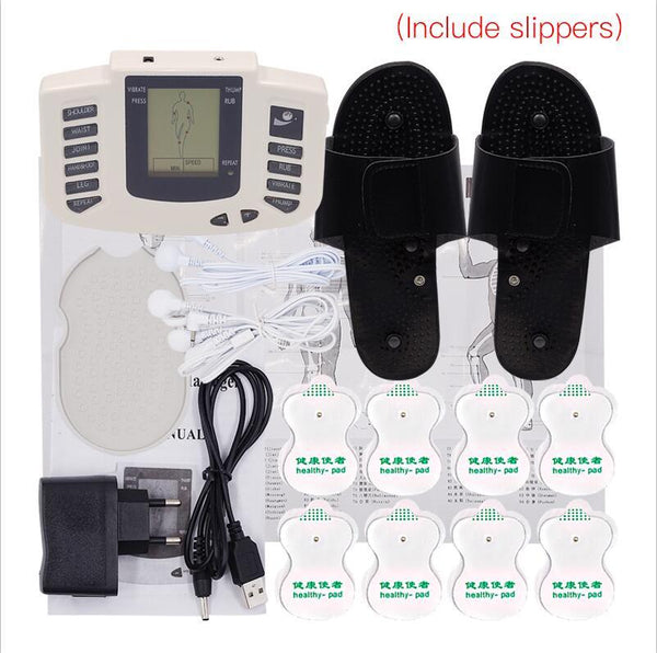 EN Button Slipper - Beurha Electrical Muscle Stimulator Russian Button Therapy Massager Pulse Tens Acupuncture Full Body Massage Relax Care 16 Pads