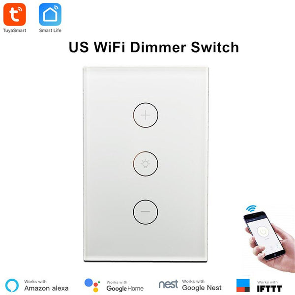 US standard - Tuya EU WiFi LED Dimmer Switch 220V Dimming Panel Switch Connected To Alexa Google Home Voice Control Dimmer For LED Lamps IFTTT