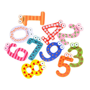 10pcs Digital style - 1Set Wooden Refrigerator Magnet Fridge Stickers Animal Cartoon Alphabet Numbers Colorful Kids Toys for Children Baby Educational