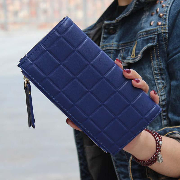 Deep Blue - 2019 New Fashion Long Pu Women Wallet Clutch Women's Purse Best Phone Wallet Female Case Phone Pocket Carteira Femme