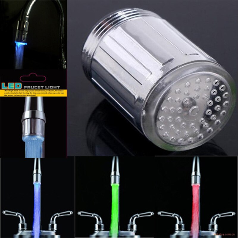 Colorful without ada - Luminous LED Water Faucet Shower Tap Temperature Sensor Intelligent Light-up Water Nozzle Head Light Kitchen Faucets 3Color