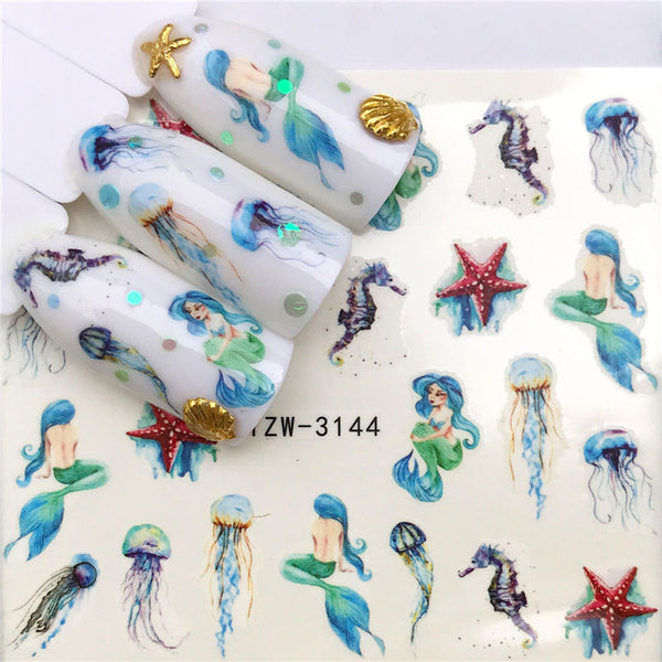 YZW-3144 - YZWLE Flower Series  Nail Art Water Transfer Stickers Full Wraps Deer/Lavender Nail Tips DIY