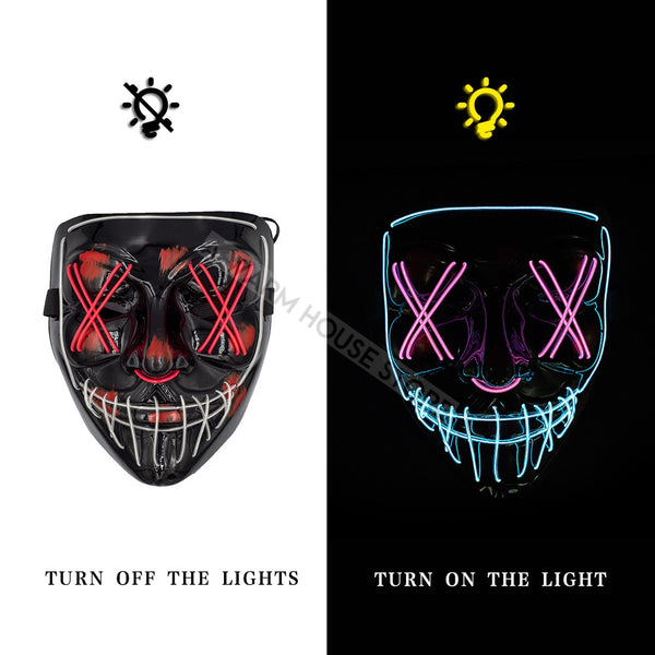 ice blue and pink - Led Mask Halloween Party Masque Masquerade Masks Neon Maske Light Glow In The Dark Mascara Horror Maska Glowing Masker Purge