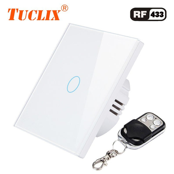 [variant_title] - TUCLIX EU Standard Smart Wall Switch Remote Control Switch 1 Gang 1 Way Wireless Remote Control Touch Light Switch