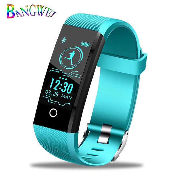 Light blue - BANGWEI 2018 New Smart Wristband Heart Rate Tracker Blood Pressure Oxygen Fitness wrisband IP68 Waterproof Smart watch Men women