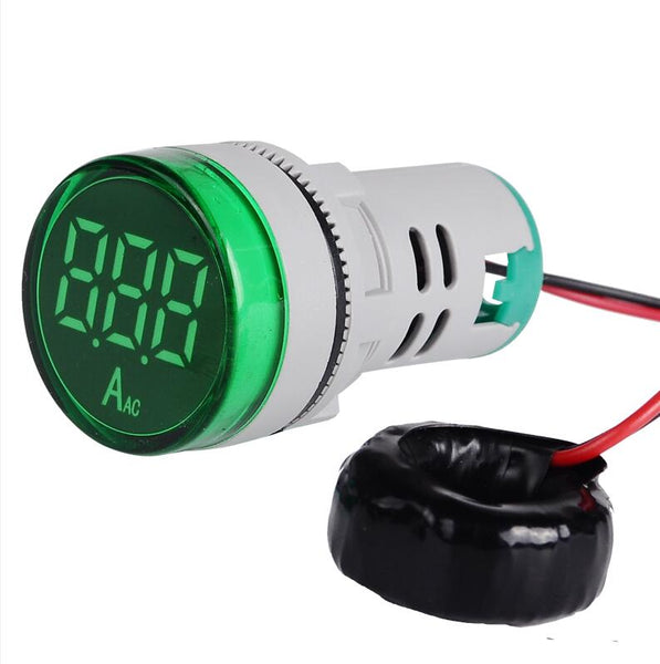 Green / 100A - Power 220VAC 22mm Digital Display Ampermeter Monitor Current Indicator Signal Light Ammeter Tester Measuring 0-100A Ampere Meter