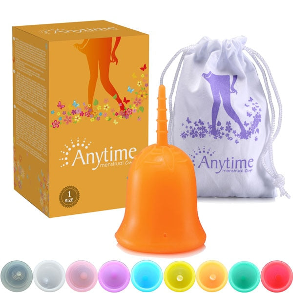 Orange / Large- 25ml - Anytime Feminine Hygiene Lady Cup Menstrual Cup Wholesale Reusable Medical Grade Silicone For Women Menstruation