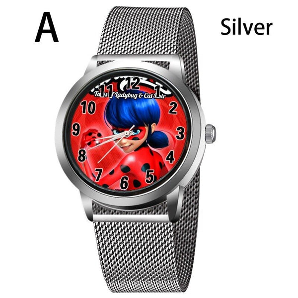 A-SILVER - New arrive Miraculous Ladybug Watches Children Kids gift Watch Casual Quartz Wristwatch fashion leather watch Relogio Relojes