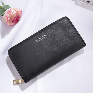 Black - Brand Designer Wristband Wallets Women Many Departments Clutch Wallet Female Long Large Card Purse Ladies Handbag