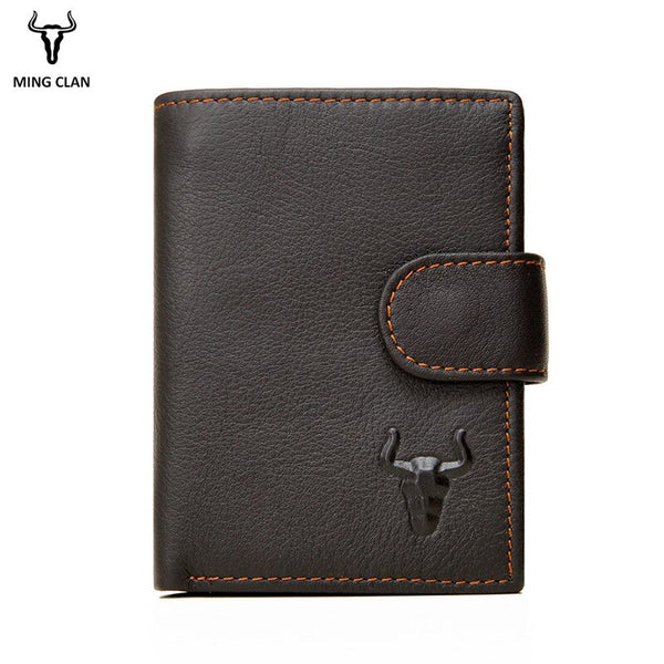 Coffee - Mingclan Men Wallet Crazy Horse Original Leather Male Wallets Rfid Blocking Coin Purse Flip ID Credit Card Holder Hidden Pocket