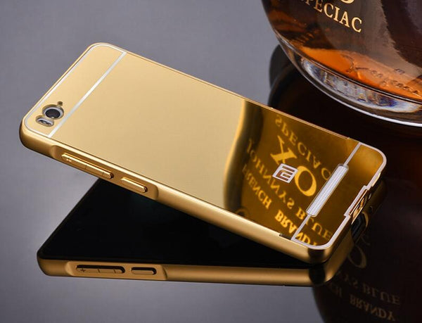 gold / For Xiaomi 4i 4c - For Xiaomi Mi 4c Case Luxury Mirror PC Back Cover For Xiaomi Mi 4c 4i Metal Aluminium Bumper Case For Xiaomi Mi4c 5.0" Phone Bag