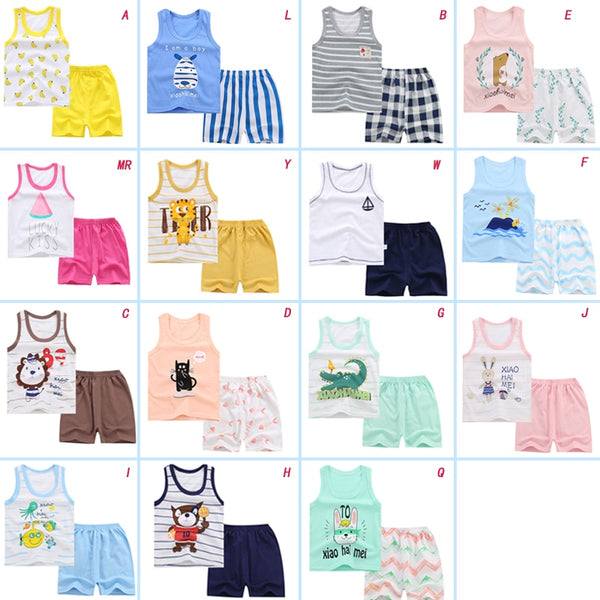 [variant_title] - Hot Sale Summer Children's Two-piece set Cotton Suit Children Set Children's Clothing Set Girls Boys Clothing Sets