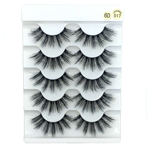 31-4 / 13mm - 5 Pairs 2 Styles 3D Faux Mink Hair Soft False Eyelashes Fluffy Wispy Thick Lashes Handmade Soft Eye Makeup Extension Tools