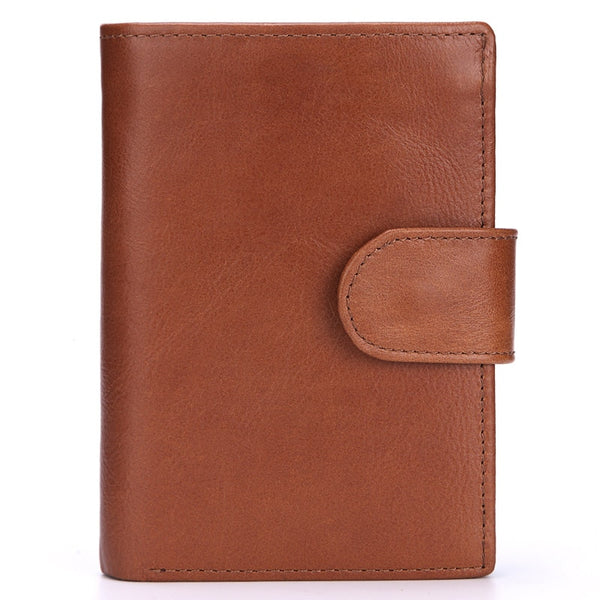 Brown - MISFITS Vintage Men Wallet Genuine Leather Short Wallets Male Multifunctional Cowhide Male Purse Coin Pocket Photo Card Holder