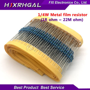 [variant_title] - 100pcs  1/4W 1R~22M 1% Metal film resistor 100R 220R 1K 1.5K 2.2K  4.7K 10K 22K 47K 100K 100 220 1K5 2K2  4K7 ohm resistance