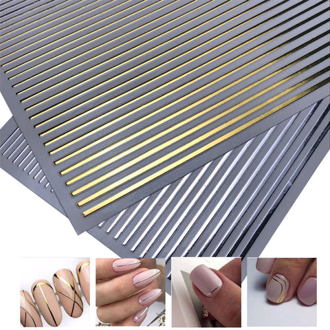 [variant_title] - 2019 HOT SALE 3D Nail Stiker Gold Silver 3D Tape For Nail Art Sticker Metal Strip Tape Multi-size 3D Nail Foil Nail Art Manicure