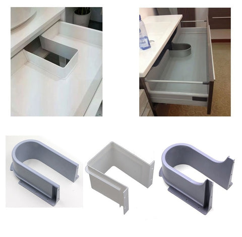 [variant_title] - Plastic U Shape Sink Drawer Kitchen Bath Furniture Cabinet Recessed U under Sink Drainage Grommet