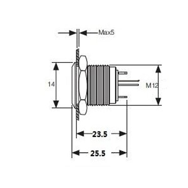 [variant_title] - 12 mm metal button self-locking with lamp button 220 v led copper plating nickel 2 a / 250 VDC waterproof rust