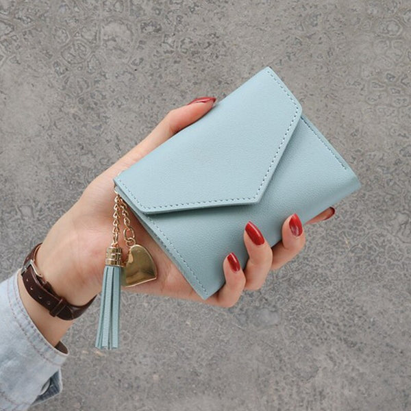 New-Blue - New Money Small Wallet Women Casual Solid Wallet Fashion Female Short Mini All-match Korean Students Love Small Wallet
