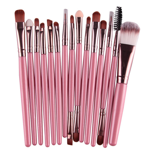 FK - MAANGE Pro 15Pcs Makeup Brushes Set Eye Shadow Foundation Powder Eyeliner Eyelash Lip Make Up Brush Cosmetic Beauty Tool Kit Hot