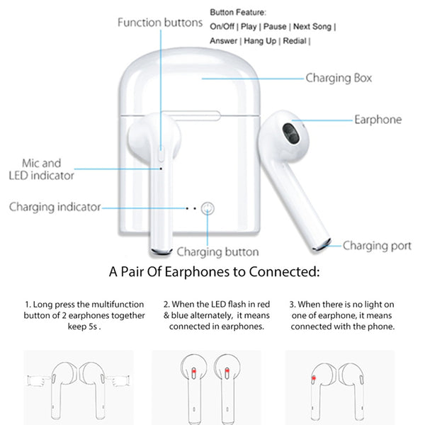 [variant_title] - i7s Tws Bluetooth Earphones Mini Wireless Earbuds Sport Handsfree Earphone Cordless Headset with Charging Box for xiaomi Phone