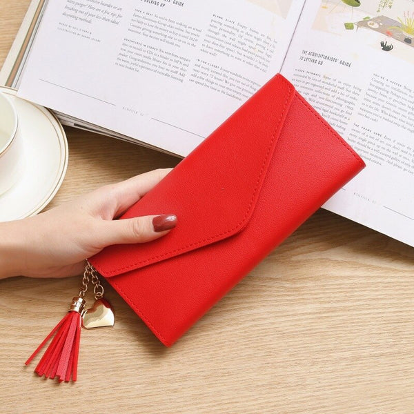 BrightRed - 2019 Fashion Womens Wallets Simple Zipper Purses Black White Gray Red Long Section Clutch Wallet Soft PU Leather Money Bag