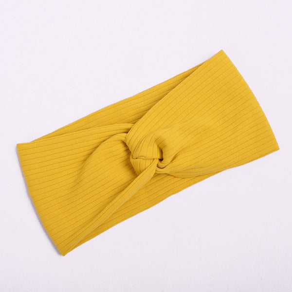 style 2 yellow - Cotton Women Headband Turban Solid Color Girls Knot Hairband Hair Accessories Twisted Ladies Makeup Elastic Hair Bands Headwrap