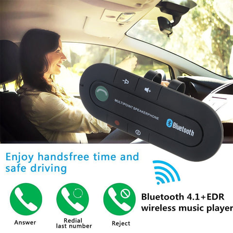 Default Title - Sun Visor Bluetooth Handsfree Car Kit 4.1 Wireless Audio Receiver Speakerphone MP3 Music Player Multipoint Noise Cancelling