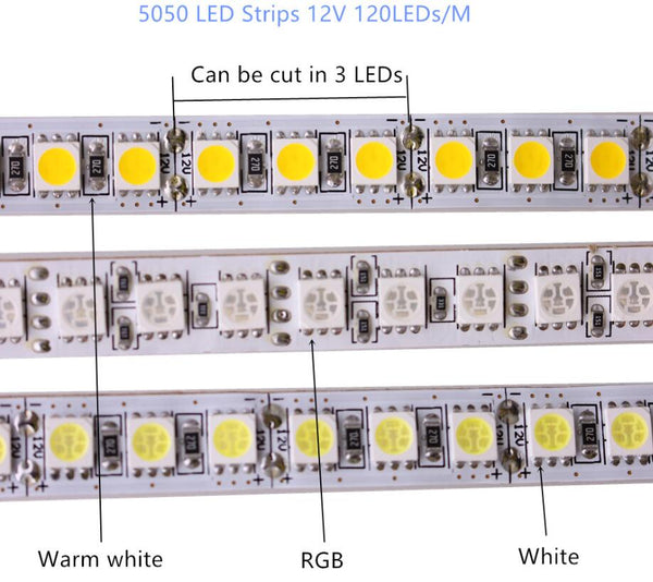 5050-120leds-1m / RGB / 12V - SMD 2835 5630 5050 60/120/240/480LEDs/m RGB LED Strip 5M 300/600/1200/2400LEDs/m  DC12V 24V W RGB LED Light Strips Flexible Tape
