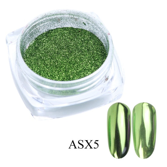 ASX5 - 0.5g Nail Mirror Glitter Powder Metallic Color Nail Art UV Gel Polishing Chrome Flakes Pigment Dust Decorations Manicure TRC/ASX