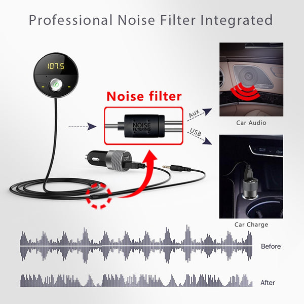 [variant_title] - Bluetooth AUX Handsfree Car Kit Receiver Wireless Hands Free Carkit Adapter For Auto SpeakerPhone 3.5mm Jack FM Transmitter