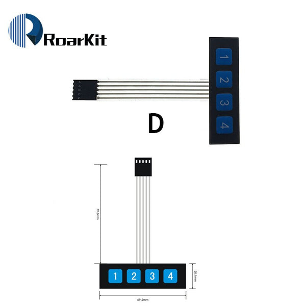 D - 1*2 3 4 5 Key Button Membrane Switch 3*4 4X5 Matrix Array Keyboard 1X6 Keypad with LED Control Panel Pad DIY Kit For Arduino