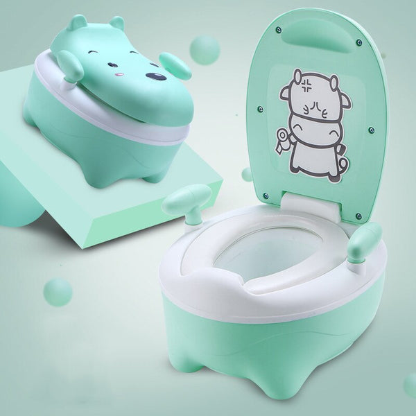 Green Have Soft Pad - Baby Potty Toilet Bowl Children's Training Pan Toilet Seat Cartoon Bear Bedpan Portable Kids Urinal Comfortable Backrest Potties