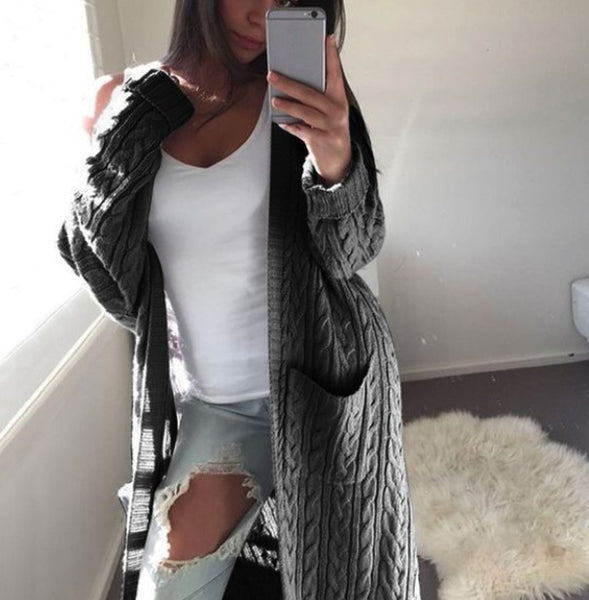 Women Long Cardigan Sweater Top Long Sleeve loose knitting cardigan sweater Women Knitted Female Cardigan pull femme