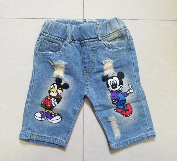 shorts / 2T - Children's Wear 2018 spring Summer Baby kids Boys Sports casual Suit Cartoon boy T-shirt +Hole jeans 2pcs Set Children's Clothes