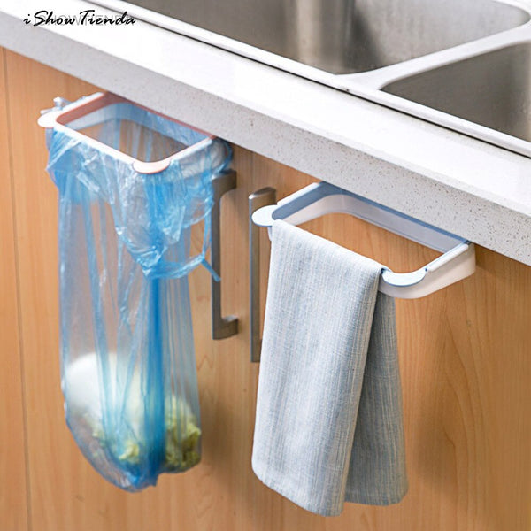 [variant_title] - ISHOWTIENDA 1PC New 18.5*12*3.5cm Hanging Kitchen Cabinet Door Trash Rack Style Storage Garbage Bags Drop Shipping Wholesale New