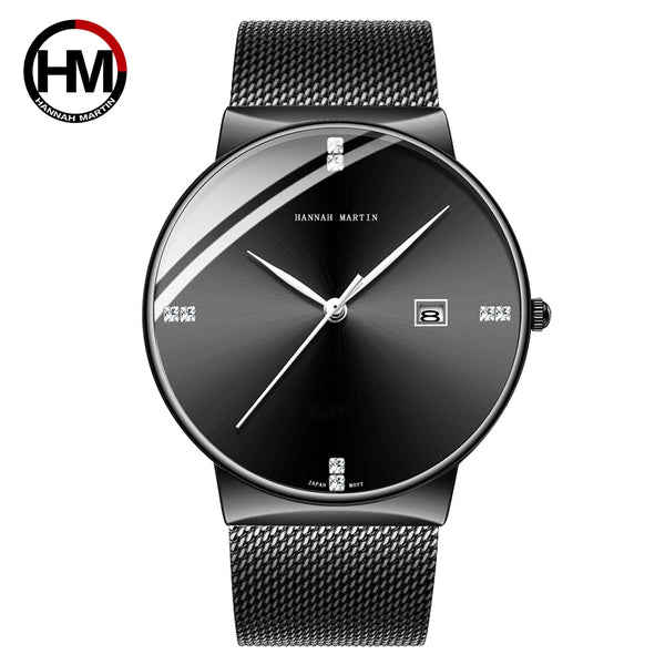 HM-901-H-WYH - Men Watch Stainless Steel Classical Business Waterproof Top Brand luxury Quartz Movement Wristwatches Calendar relogio masculino