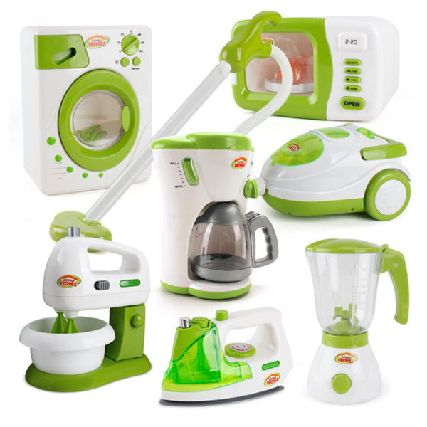 [variant_title] - 7 Types 1 Set Pretend Play Housekeeping Toy Simulation Vacuum Cleaner  Cleaning Juicer Washing Sewing Machine Mini Clean Up Toy