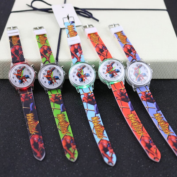 [variant_title] - 2019 Spiderman Children Watches Cartoon Electronic Colorful Light Source Child Watch Boys Birthday Party Kids Gift Clock Wrist