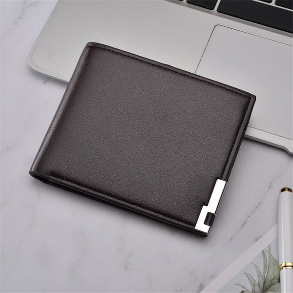 horizontal brown - Top 2019 ultra-thin short Sequined Men Wallets with Coin Bag Man Wallet Male Small Money Purses Dollar Slim Purse Card Case W295