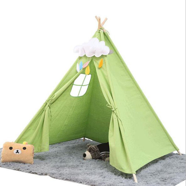 Purple / 110x110x110cm - Baby Play Teepee Children's Toys Tent Foldable Indian Wooden Game House Wigwams For Kids Reading Corner Decor Photography Props