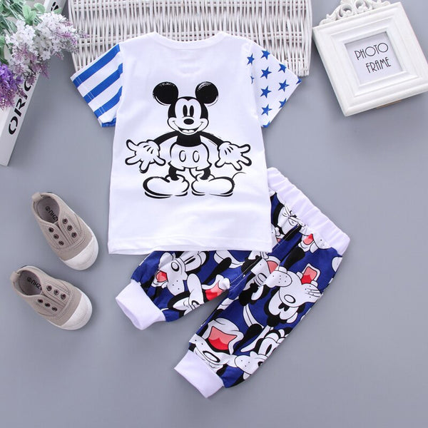 [variant_title] - Baby Cartoon T-shirt Pants 2Pcs/Set Summer Kids Sport Clothes Toddler Tracksuit Fashion Children Boys Girls Cotton Clothing Sets