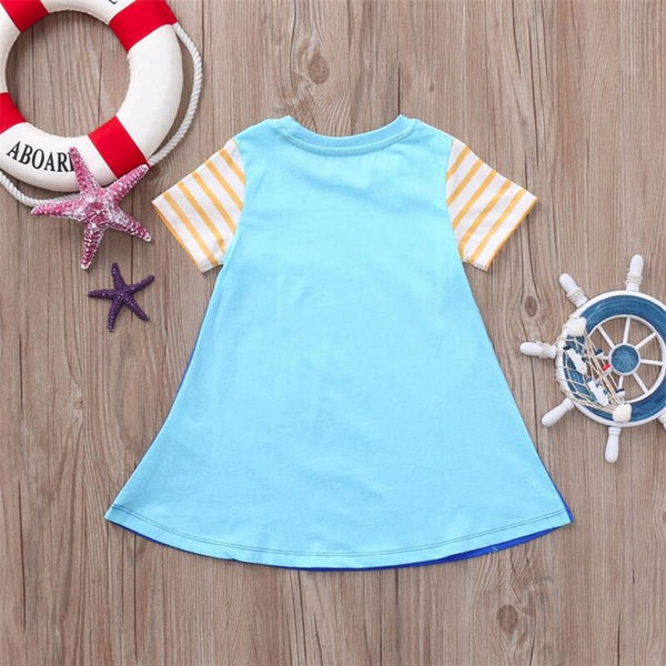 [variant_title] - ARLONEET Baby Girl Dress Cotton Girls Striped Sea Cloud Printed Dresses Kids Character Party Princess Dress Drop Shipping 30S64